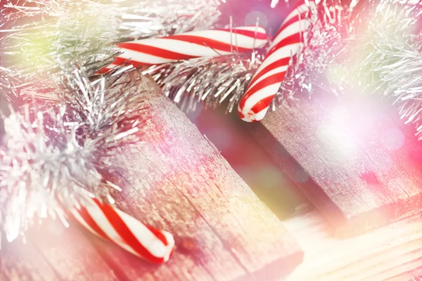 Candy canes wit holiday glitter — Stockfoto