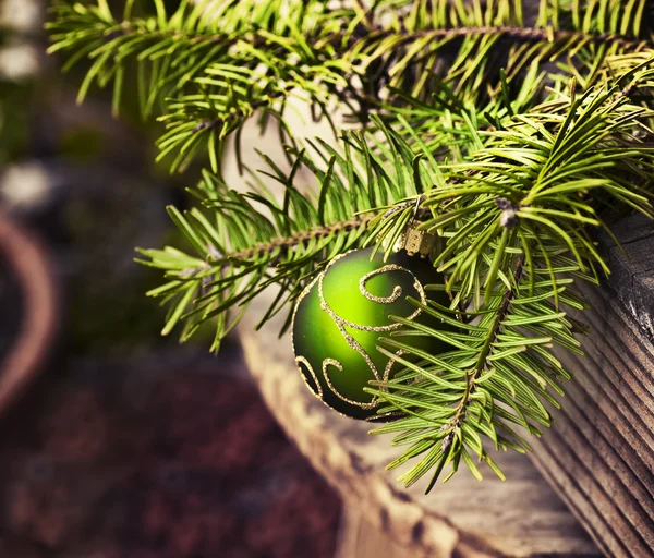 Décoration de Noël et branches de sapin — Photo