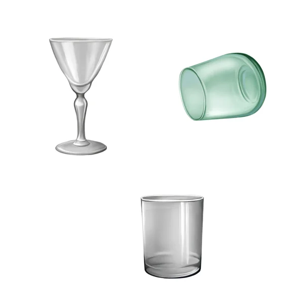 Glass tableware, shot glass,green glass, goblet, wineglass isolated on white background — Stock Photo, Image