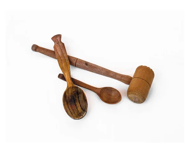 Wooden spoons and kitchen hammer — Stock Photo, Image