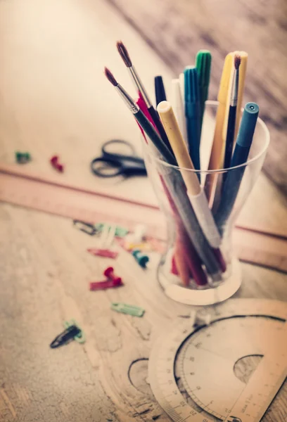 Close-up of office supply collection — Stock Photo, Image