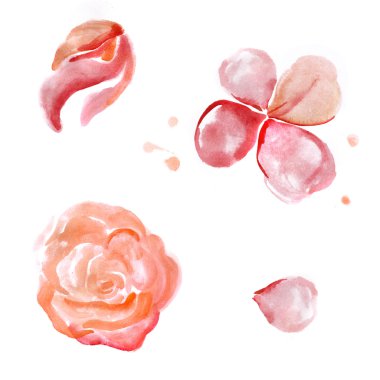 Pembe çiçek ve öğeleri