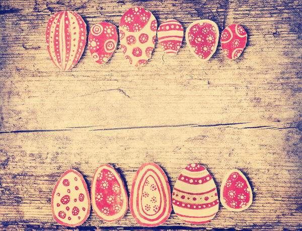 Colorful Easter eggs made from cardboard