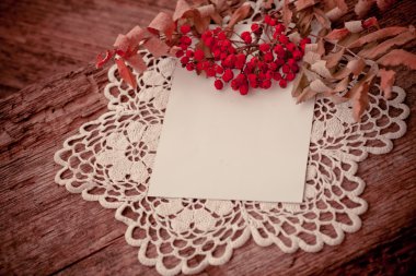 El yapımı peçete üzerinde kırmızı meyveler