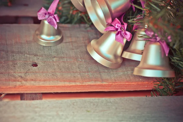 Christmas background with shiny bells — Stock Photo, Image