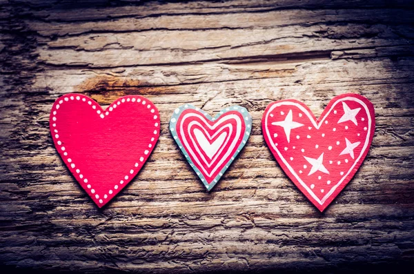 Handmade red hearts — Stock Photo, Image