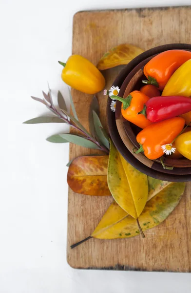 Bakgrunden med lite paprika, blad — Stockfoto