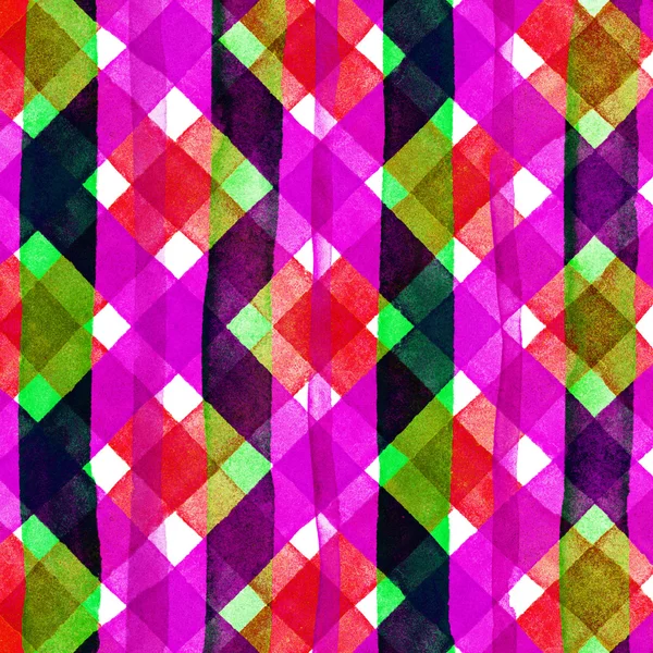 수채화 물감 체크 무늬 패턴 — 스톡 사진