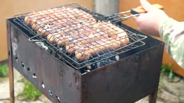 Λουκάνικο μπάρμπεκιου κρέατα — Αρχείο Βίντεο
