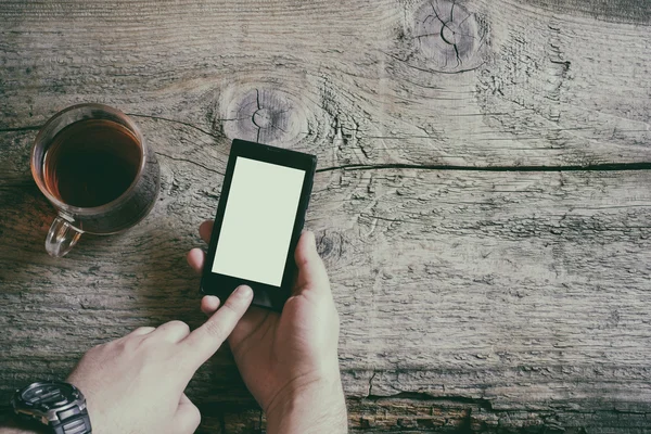 telefon beyaz ekran kullanarak ele