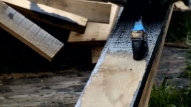 Adam bir tahta boyalar