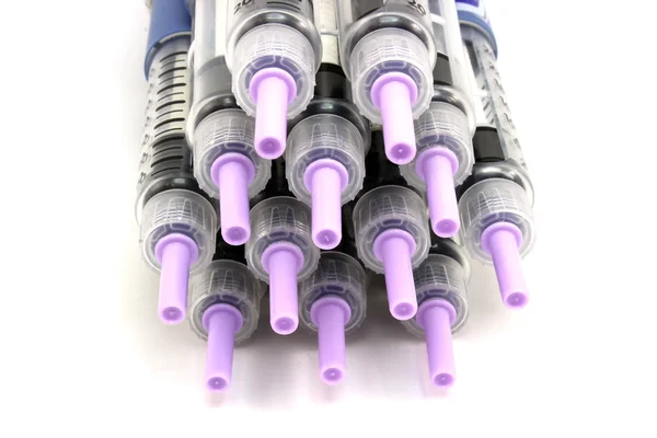 A stack injection pens with insulin — Stock Photo, Image