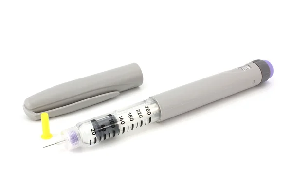 Pluma jeringa de insulina gris — Foto de Stock