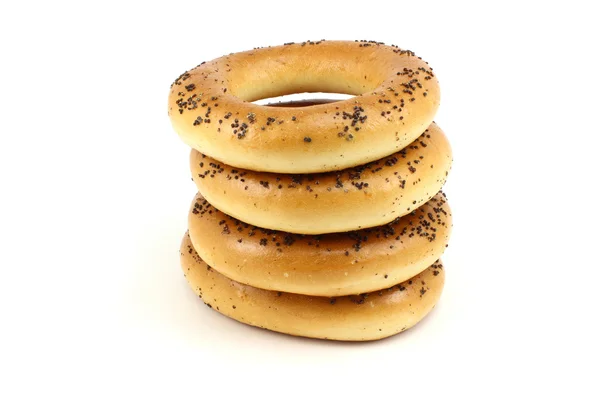 Tower of poppy bagels — Stock Photo, Image