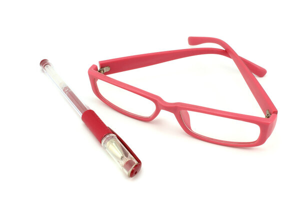 Glasses in a pink frame 