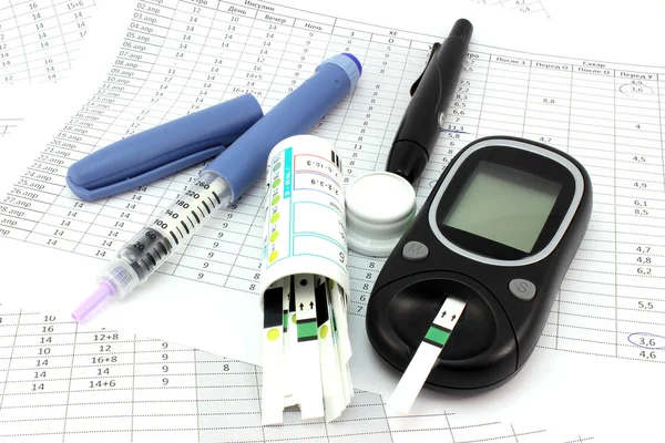 Instruments for monitoring glucose levels — Stock Photo, Image