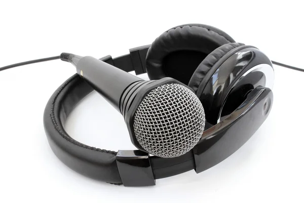 Mikrofon leżącego na słuchawki — Zdjęcie stockowe