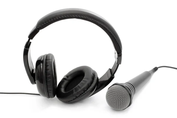 Przewodowe słuchawki i mikrofon — Zdjęcie stockowe