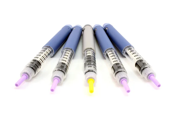 Five syringe pens — Stock Photo, Image