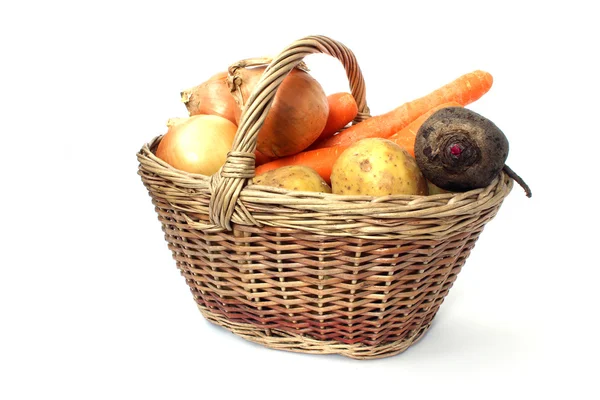 Morötter, rödbetor, potatis och lök — Stockfoto