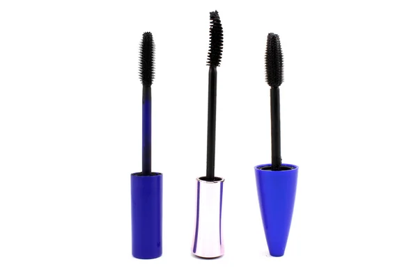 Tre olika borstar mascara — Stockfoto