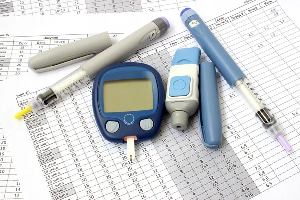 Két inzulin és mérő — Stock Fotó