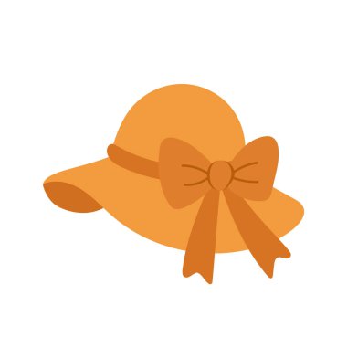 Dekoratif fiyonklu geniş kenarlı yaz şapkası, kadın moda makaleleri için ideal, deniz kenarı aksesuarları içeriği ve güneşli tatil tasarımı..