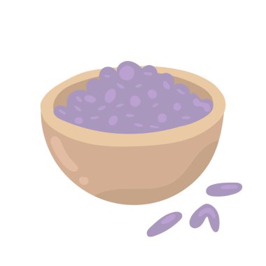 Kurumuş mor tomurcuklarla dolu ahşap kase bitkisel ilaç direkleri, sade hayat görselleri ve organik özbakım öyküleri için uygundur..