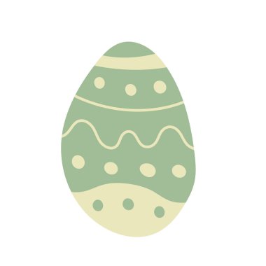 Yumuşak pastel tonlarda yeşil desenli Paskalya yumurtası çizimi, bahar dekorasyonu için minimum tatil grafiği, parti davetiyeleri ve mevsimsel blog içeriği.