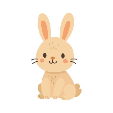 Yumuşak bıyıklı pastel tavşan çizimi, Paskalya davetiyeleri için büyüleyici bahar hayvanı, çocuk dekorasyonu, festival etiketleri ve aile blogu görselleri..