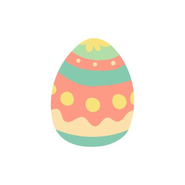 Tek dekore edilmiş Paskalya yumurtası, deniz tarağı ve puantiyeli puantiyeli detaylar, minimalist bayram baskısı ve çıkartma tasarımı için harika..