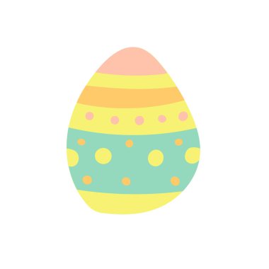 Çizgili ve noktalı tek pastel Paskalya yumurtası, bayram kartları, mevsimlik dekorlar, el sanatları projeleri ve şenlik tasarım elementleri için uygun minimum bahar illüstrasyonu.