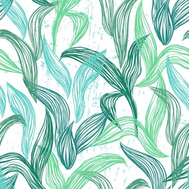Seamless pattern with line leaves