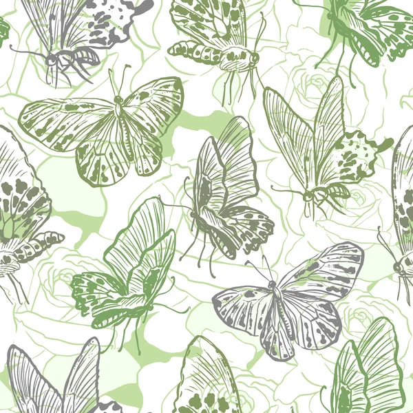 Бесшовный рисунок с бабочками — стоковый вектор