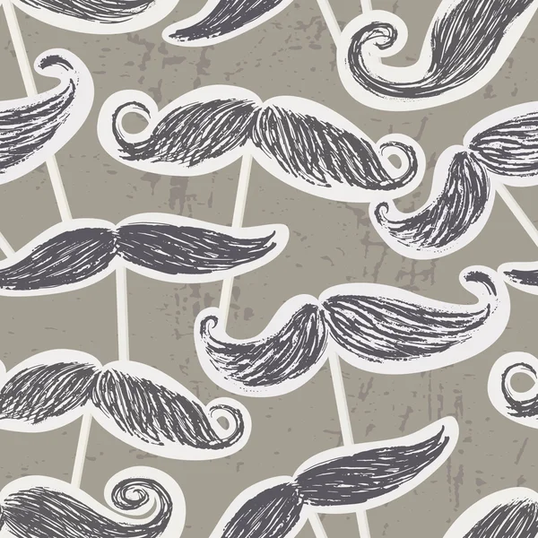 Mustache retro partido patrón sin costuras — Vector de stock