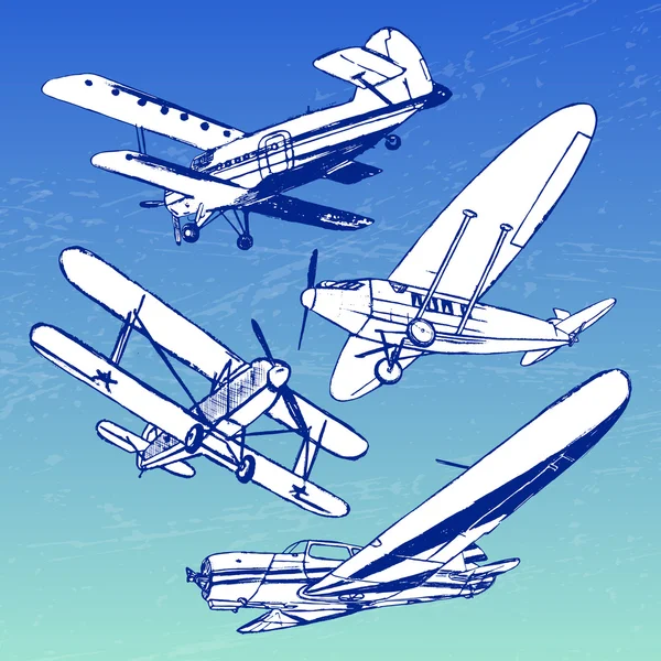 Colección soviética de aviones retro — Vector de stock