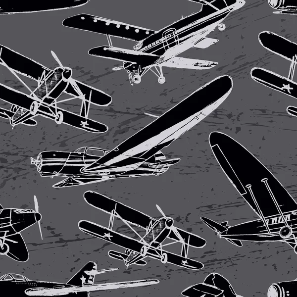 Avions rétro soviétiques motif sans couture — Image vectorielle