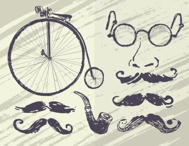 Mürekkep el çekilmiş retro kiti