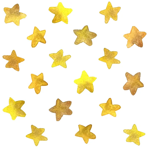 Golden stars watercolor seamless pattern — Stock Photo, Image