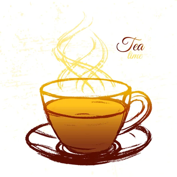 Inkt hand getekende kopje thee — Stockvector