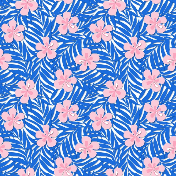 Płynny Wzór Stylu Aplikacyjnym Tropikalnych Liści Palmowych Kwiatów — Zdjęcie stockowe