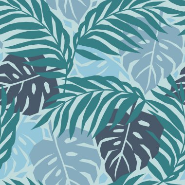 Canavarlar ve palmiye yapraklarıyla kusursuz bir desen.