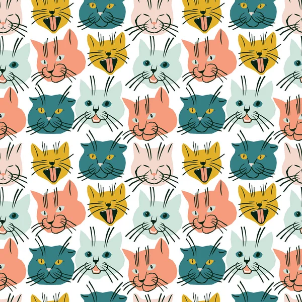 Kedi yüzlü kusursuz desen stil geometrik tasarım