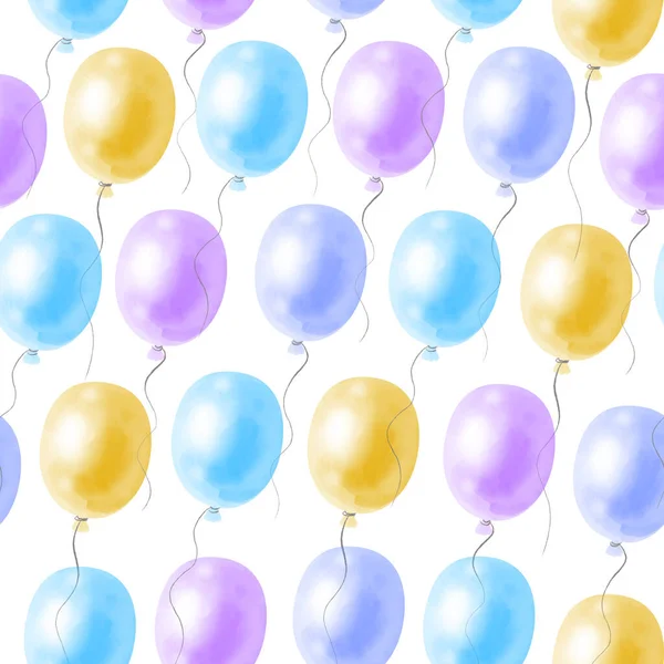 Bezešvé vzor s jasnými slavnostní balónky na bílém pozadí — Stock fotografie