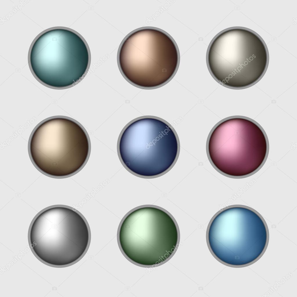 Set of the color metallic buttons