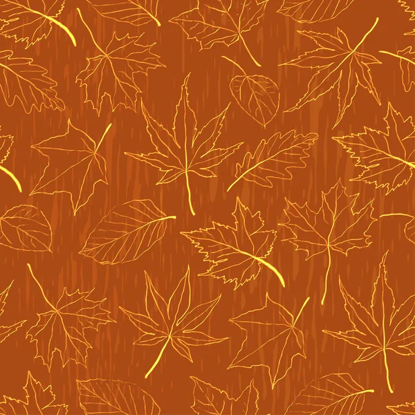 Patrón sin costuras hojas de otoño — Vector de stock