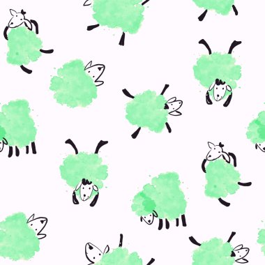 Yeşil koyunla kusursuz desen