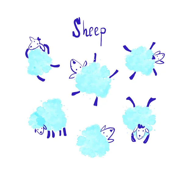 Set of the blue sheep — Stock Vector