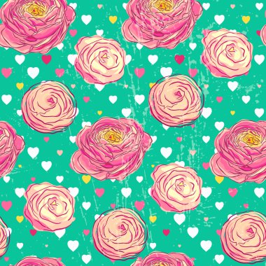 Seamless pattern with blooming flowers clipart
