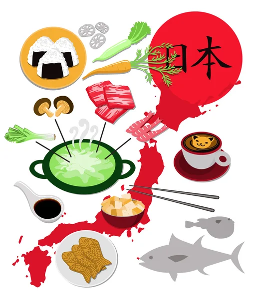 Coleta de comida japonesa —  Vetores de Stock